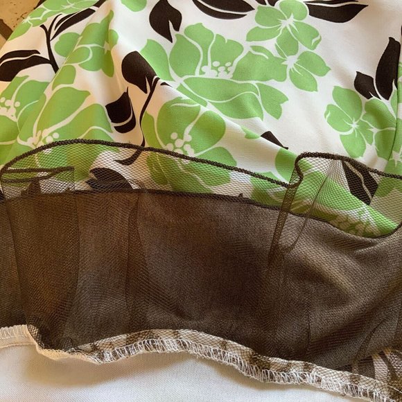 Trixxi Floral Faux Wrap Empire Dress sz S Womens Midi Tulle Underlay Polka Dot - Picture 5 of 5